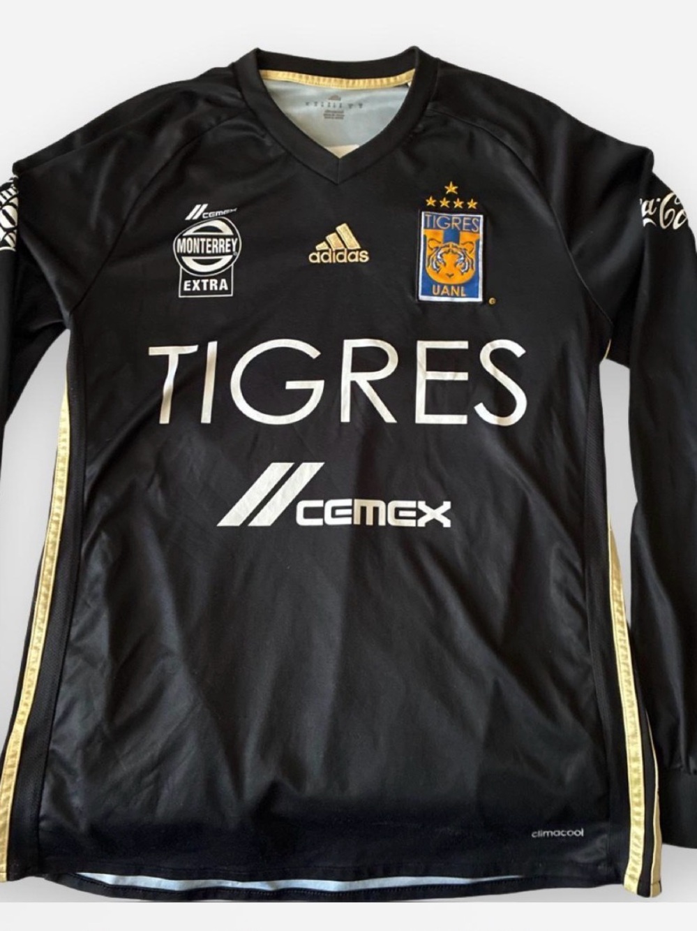 adidas Black & Gold Men’s Tigres Long-Sleeve Soccer Jersey